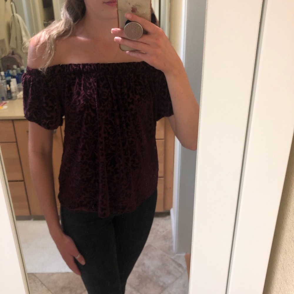Off the Shoulder Velvet Blouse